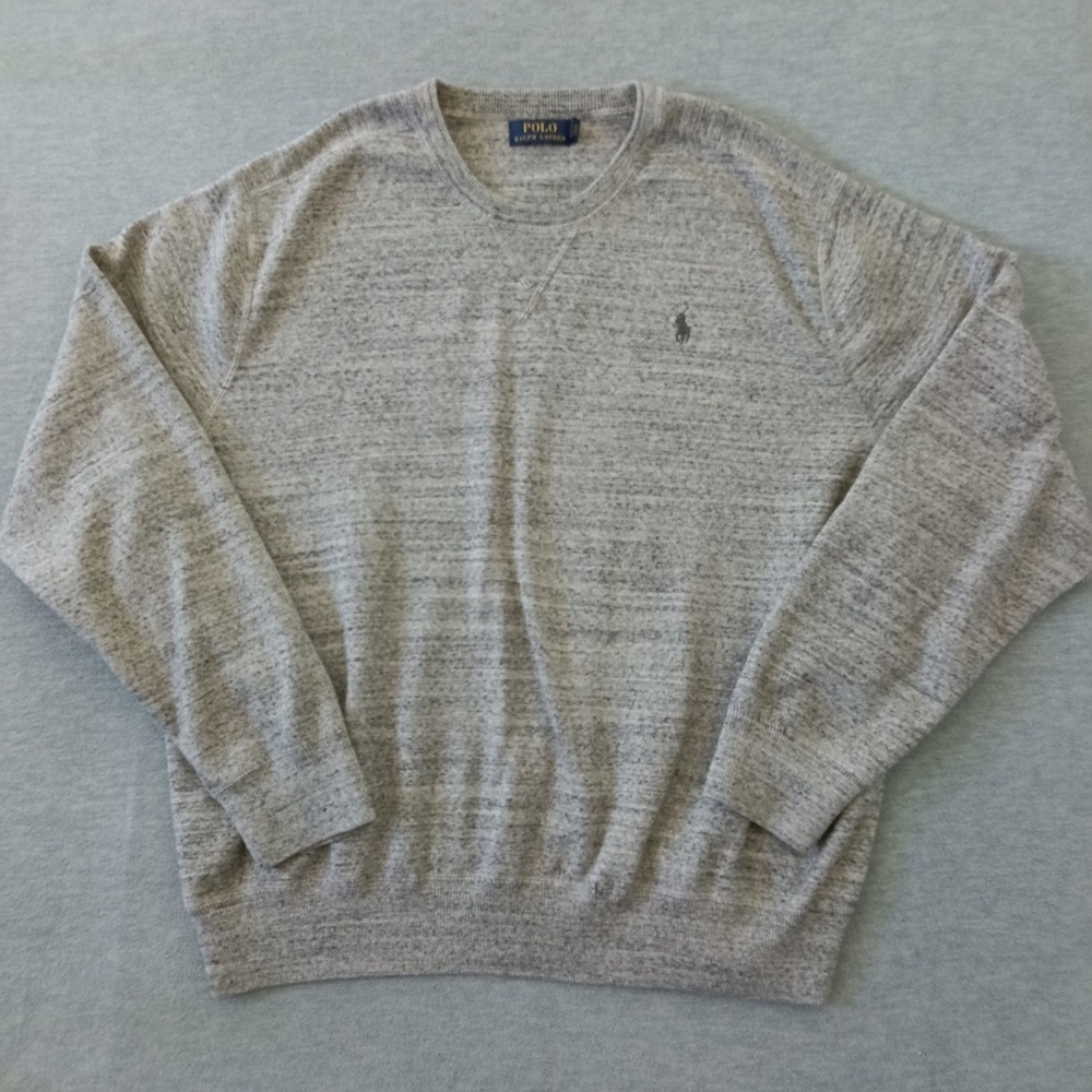 Polo Ralph Lauren Mens XXL Heather Grey 100% Cotton Crewneck Sweater Pony Logo